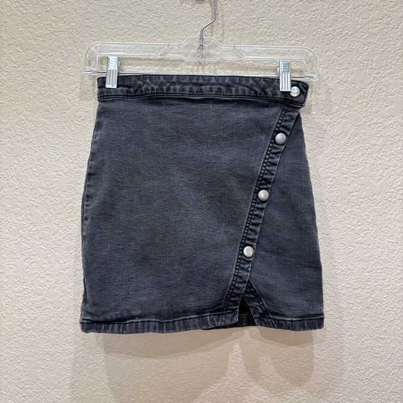 Free People | We The Free Black Denim Wrap Skirt W/  Asymmetrical Snaps Boho - Picture 1 of 10
